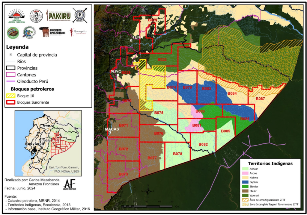 Territorios indígenas afectados por los bloques petroleros suroriente